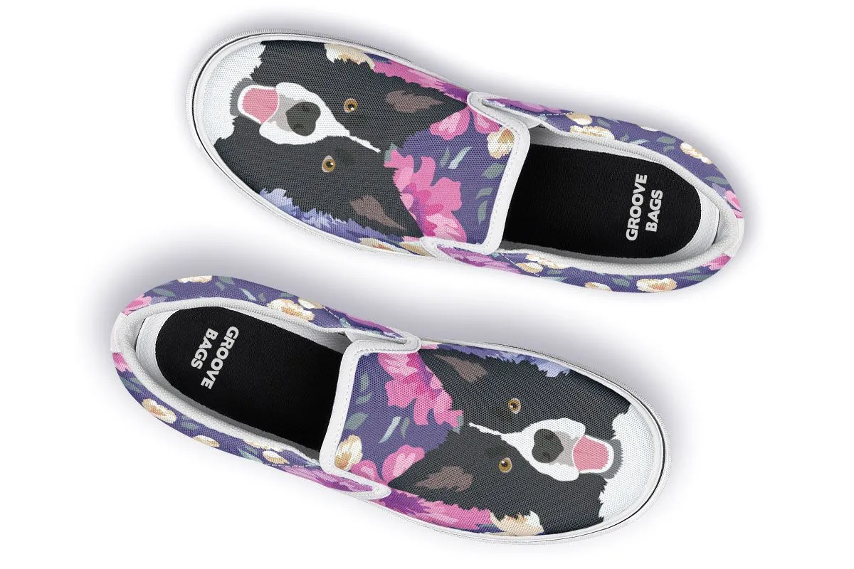 Border Collie Dog Portrait Slip-On Shoes