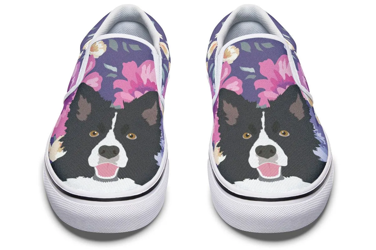 Border Collie Dog Portrait Slip-On Shoes