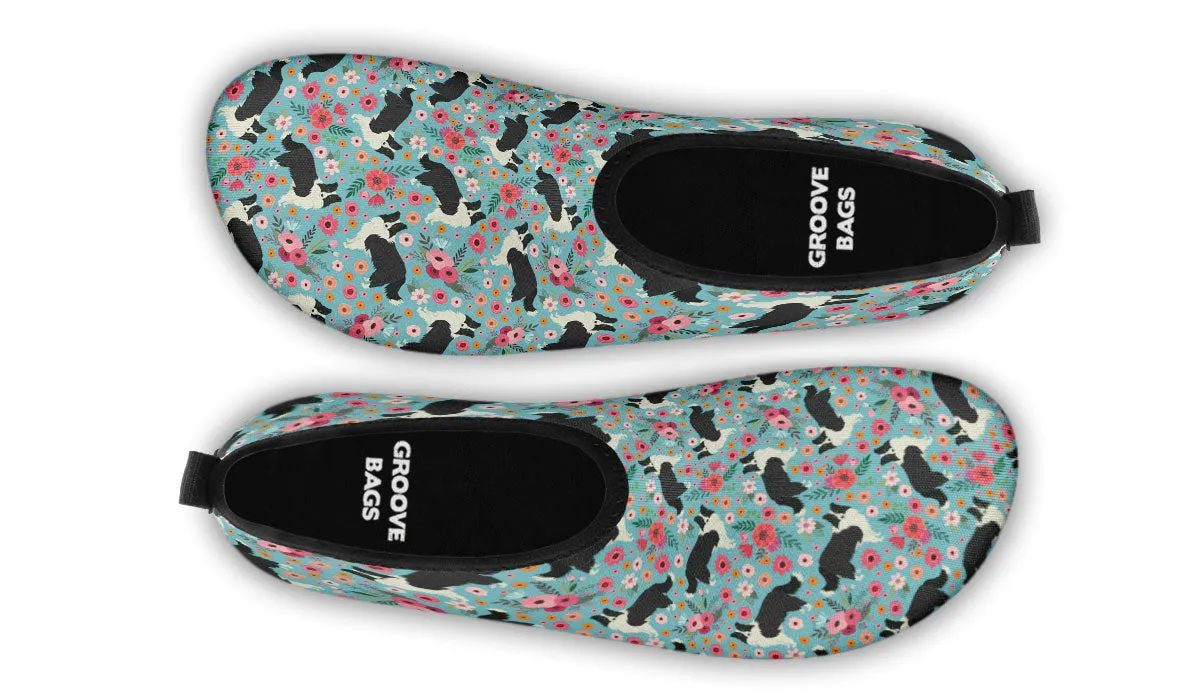 Border Collie Flower Aqua Barefoot Shoes