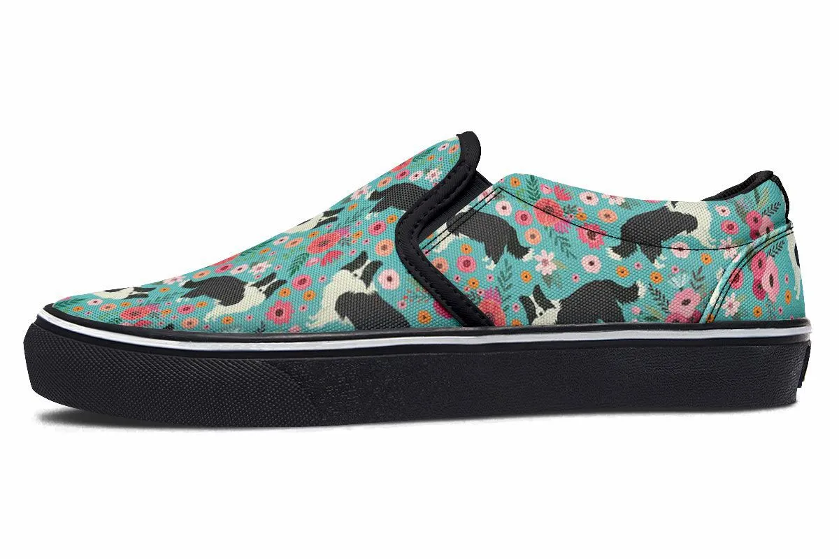 Border Collie Flower Slip-On Shoes