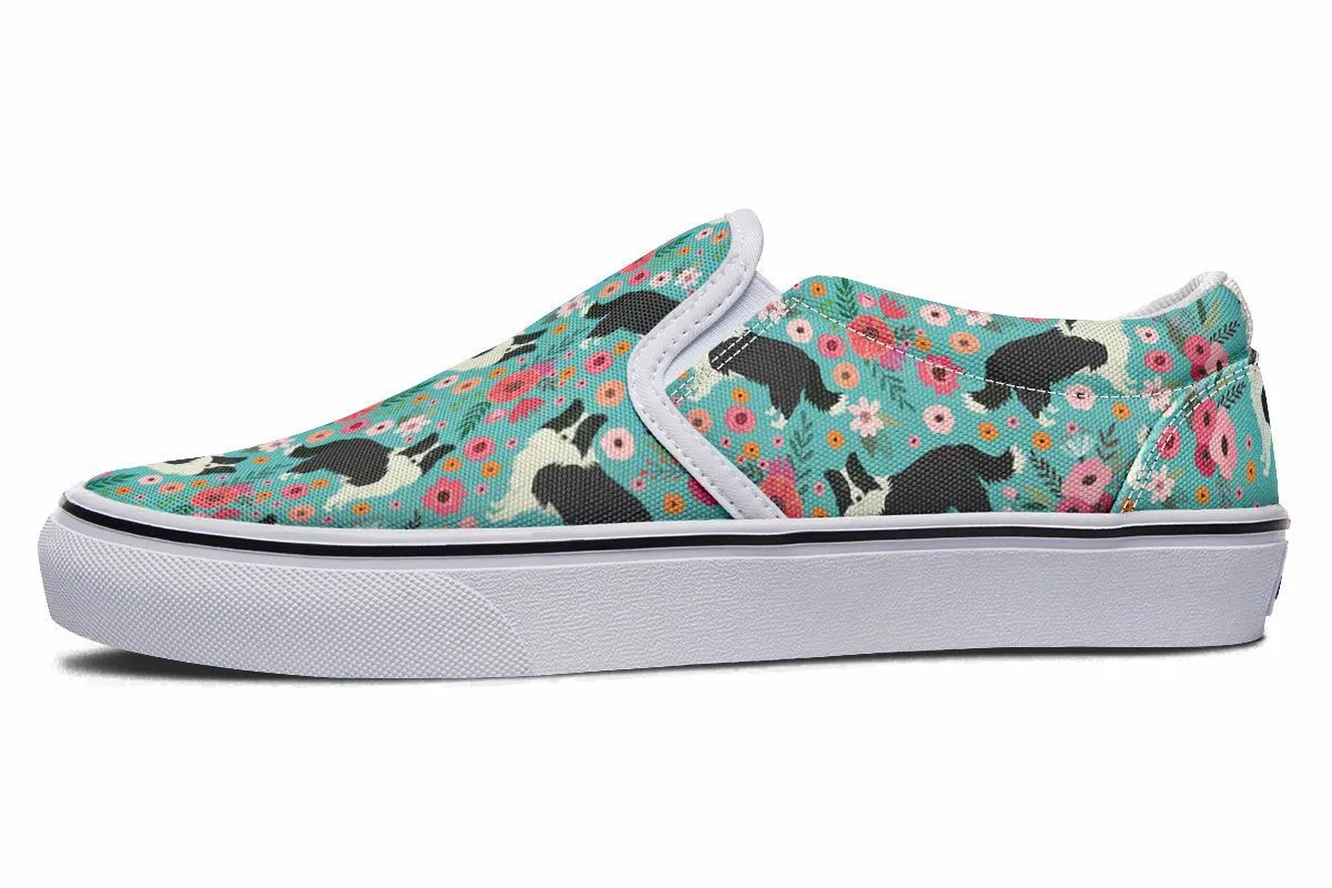 Border Collie Flower Slip-On Shoes