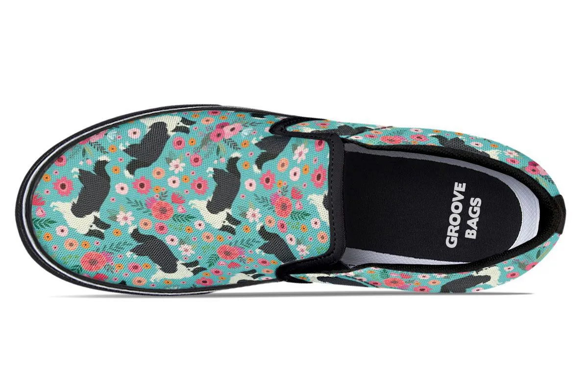 Border Collie Flower Slip-On Shoes