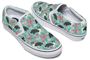 Border Collie Flower Slip-On Shoes