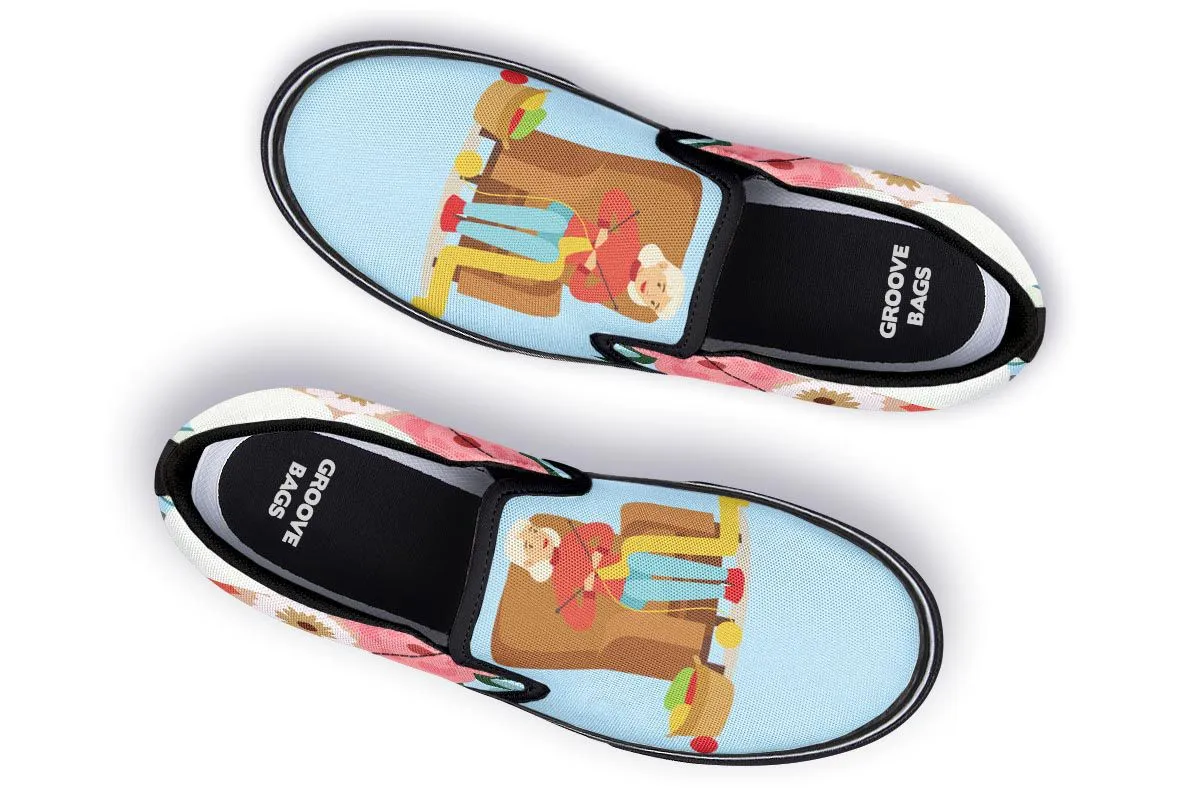 Botanical Knitting Slip-On Shoes