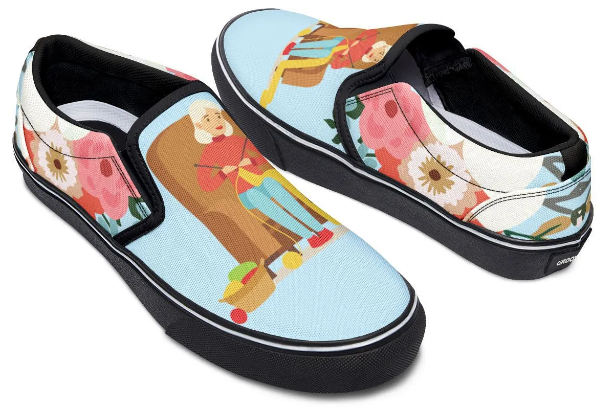 Botanical Knitting Slip-On Shoes