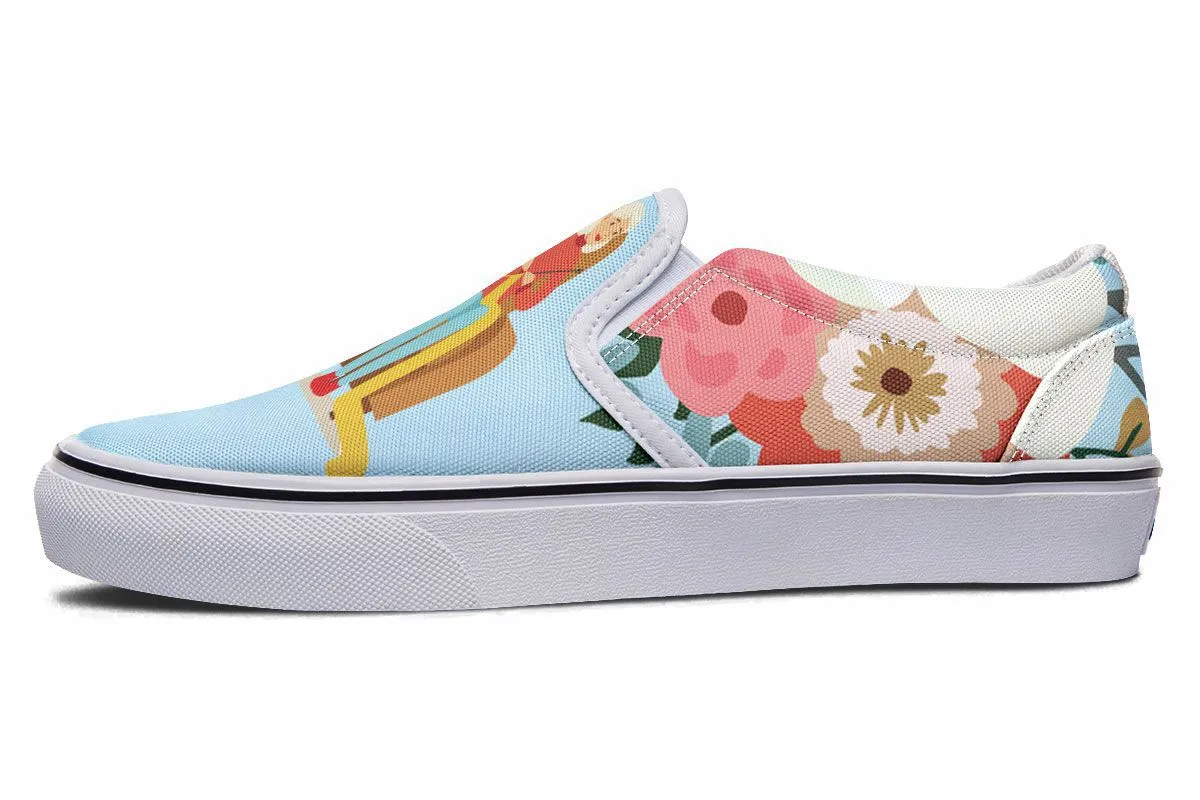 Botanical Knitting Slip-On Shoes