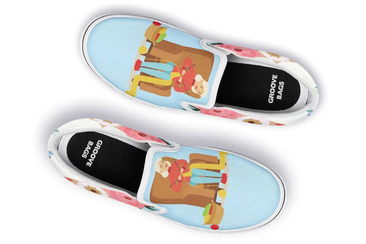 Botanical Knitting Slip-On Shoes