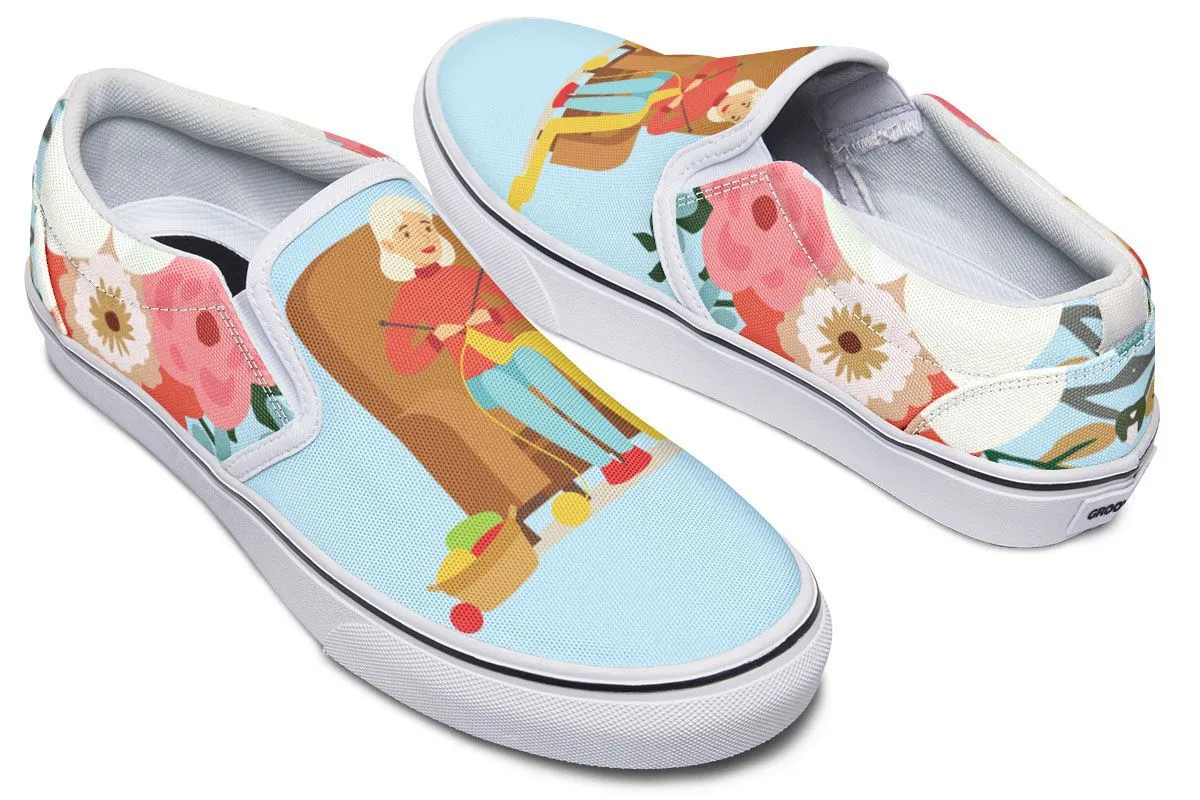 Botanical Knitting Slip-On Shoes