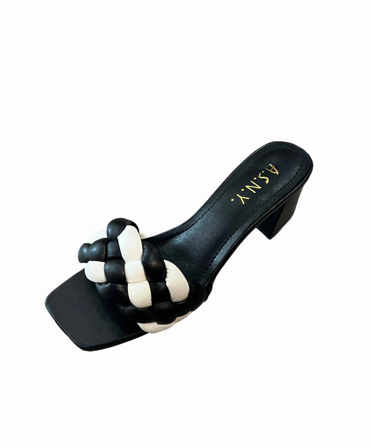 Braided Strap Heels In Black & White