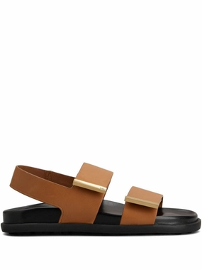 Brown Sandals With Striking Metallic Accent