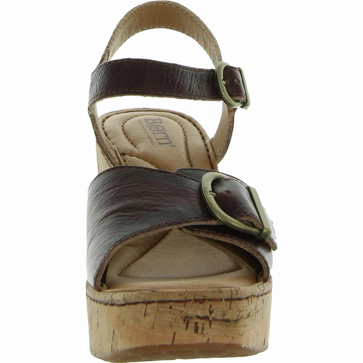 BROWYN Womens Leather Cork Block Heel