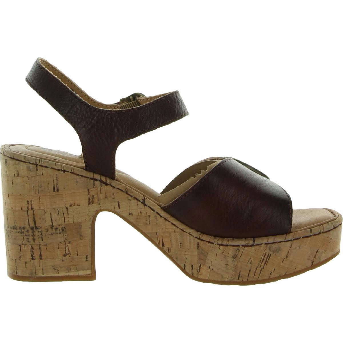 BROWYN Womens Leather Cork Block Heel