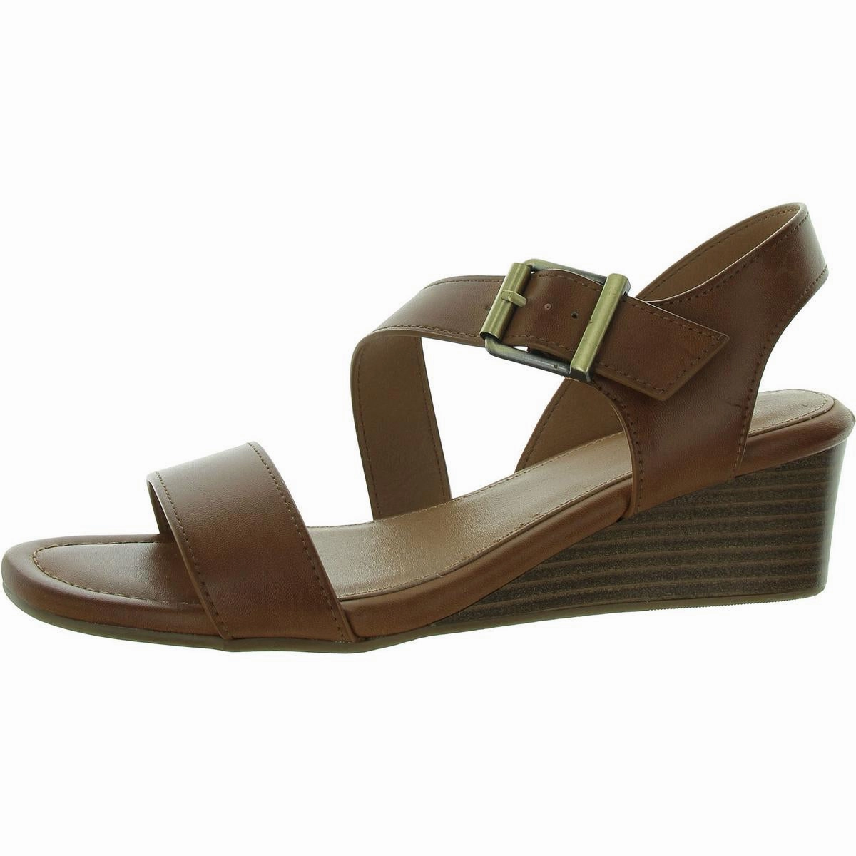 Brux Womens Strappy Faux Leather Ankle Strap