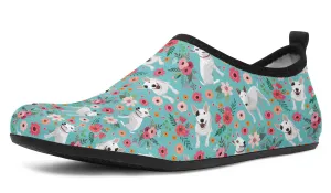 Bull Terrier Flower Aqua Barefoot Shoes