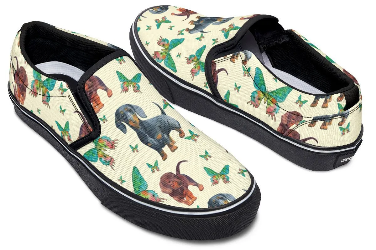 Butterfly Dachshund Slip-On Shoes