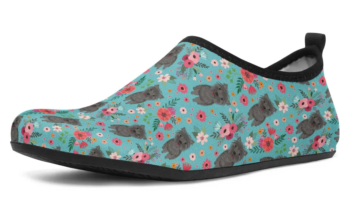 Cairn Terrier Flower Aqua Barefoot Shoes