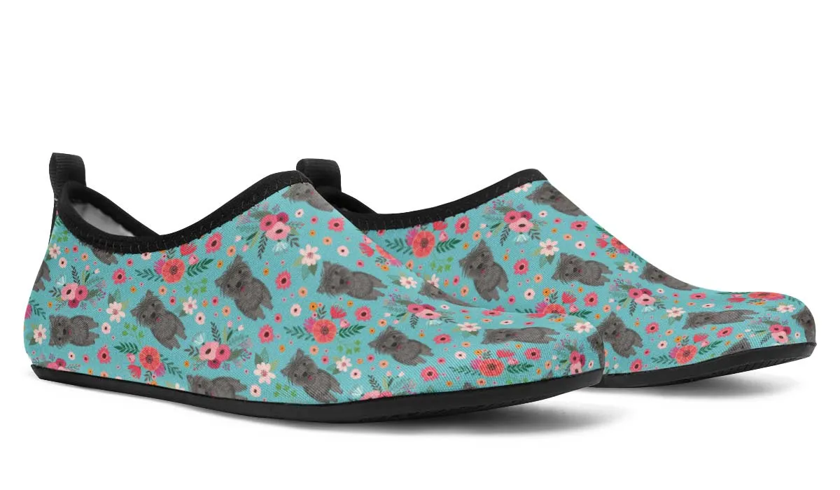 Cairn Terrier Flower Aqua Barefoot Shoes
