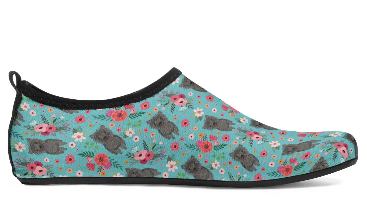 Cairn Terrier Flower Aqua Barefoot Shoes