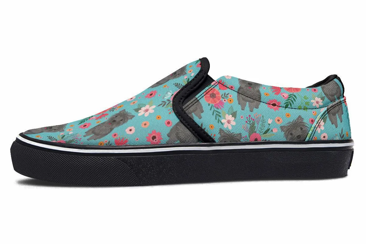 Cairn Terrier Flower Slip-On Shoes