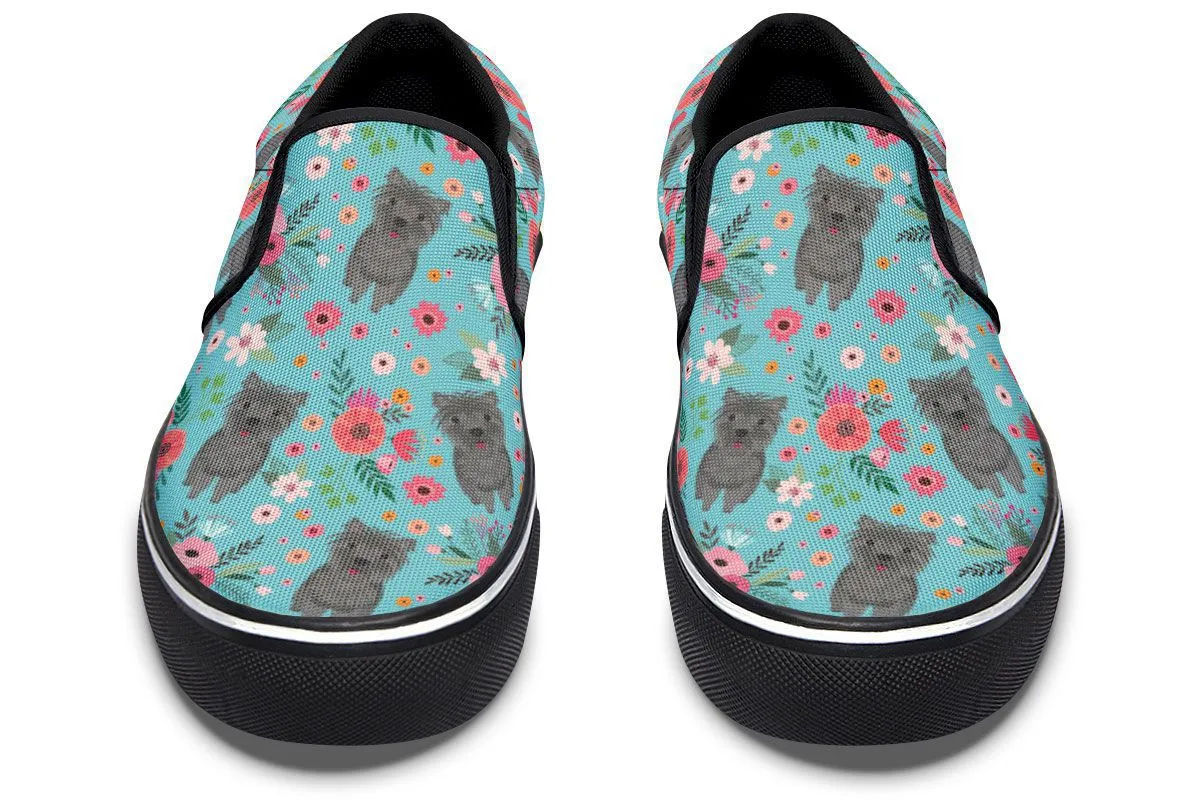 Cairn Terrier Flower Slip-On Shoes