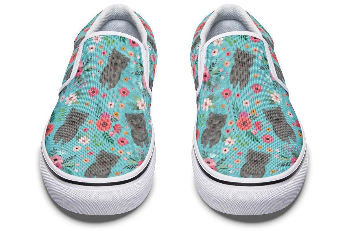 Cairn Terrier Flower Slip-On Shoes