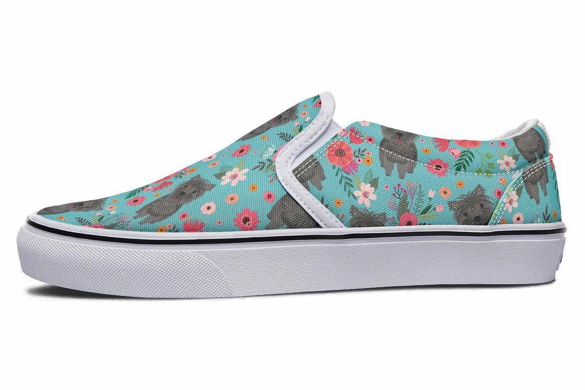 Cairn Terrier Flower Slip-On Shoes
