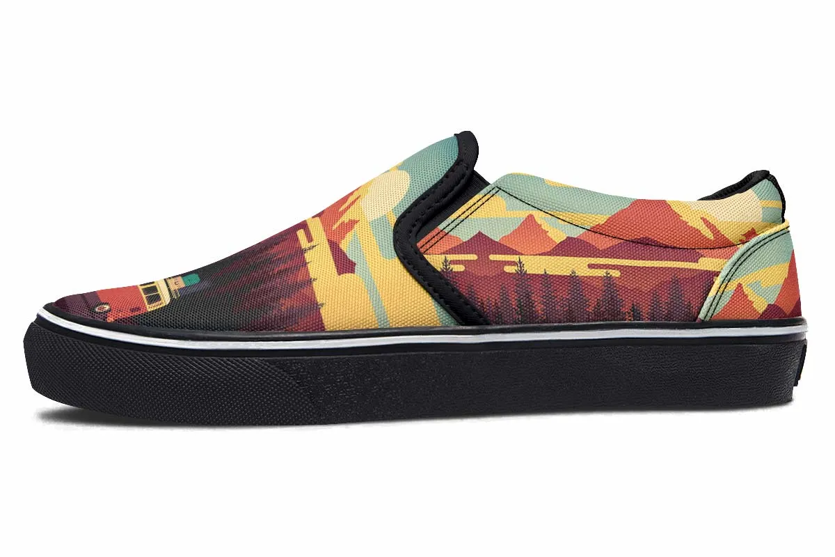 Camping Sunset Slip-On Shoes