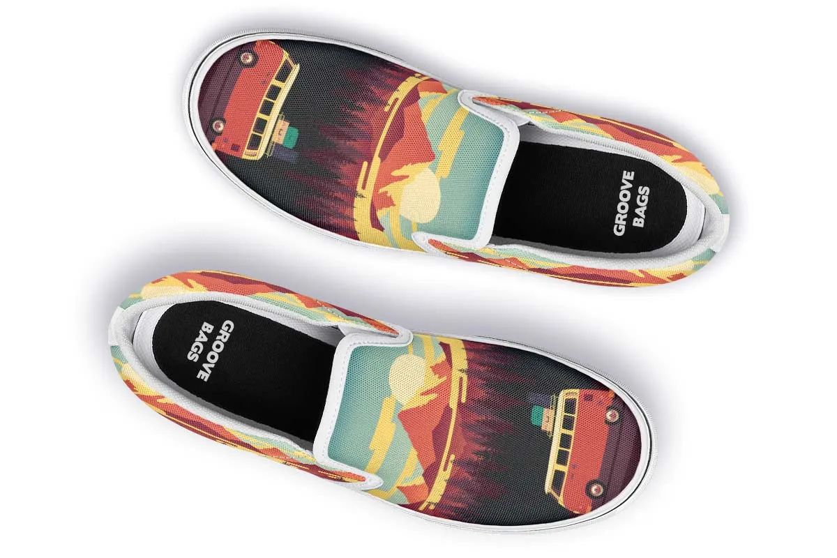 Camping Sunset Slip-On Shoes