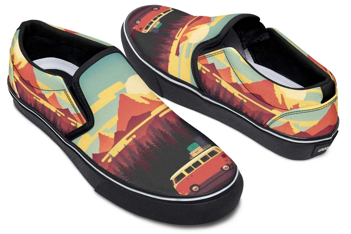 Camping Sunset Slip-On Shoes