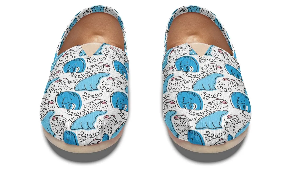Cartoon Polar Bear Fishing Casual Shoes