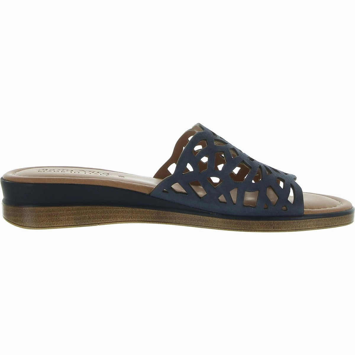 Cas Womens Laser Cut Faux Suede Slide Sandals