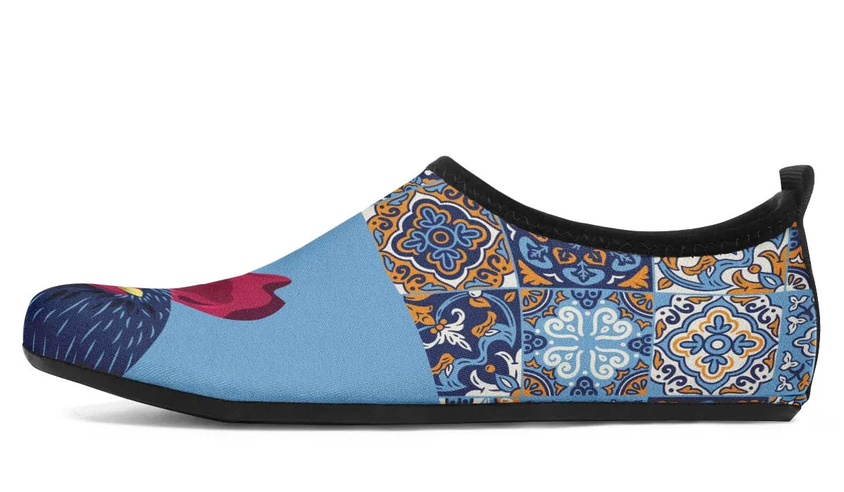 Ceramic Roosters Aqua Barefoot Shoes