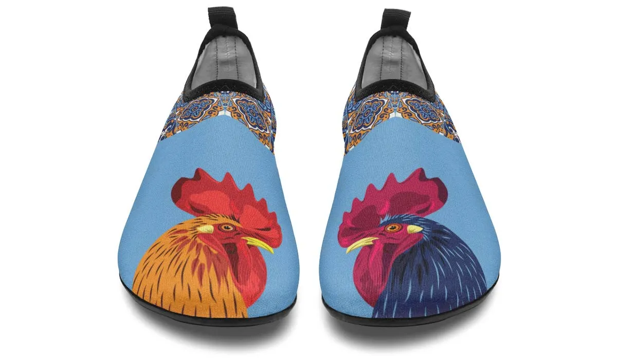 Ceramic Roosters Aqua Barefoot Shoes