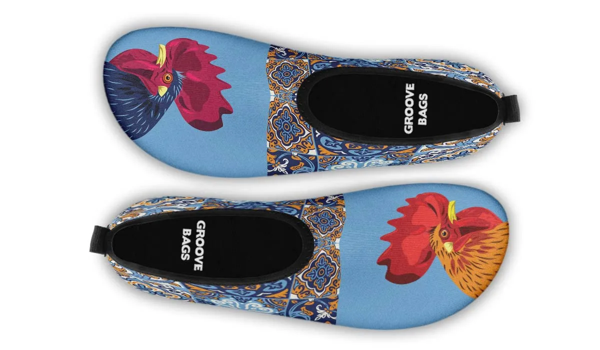 Ceramic Roosters Aqua Barefoot Shoes