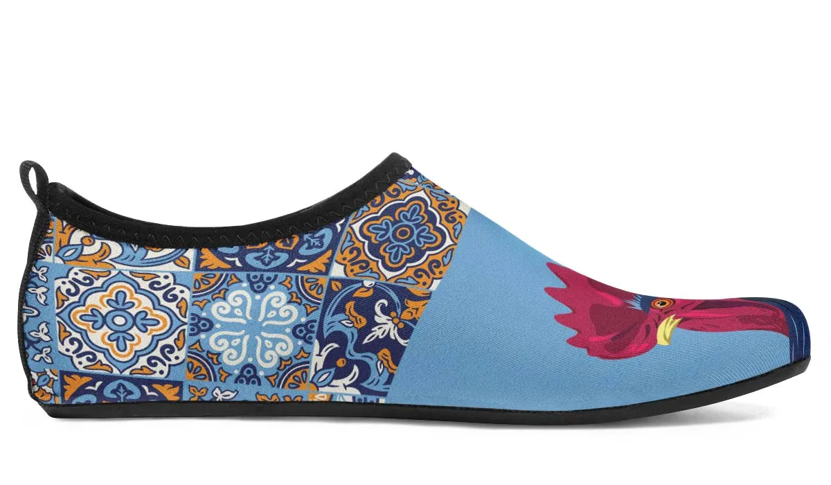 Ceramic Roosters Aqua Barefoot Shoes