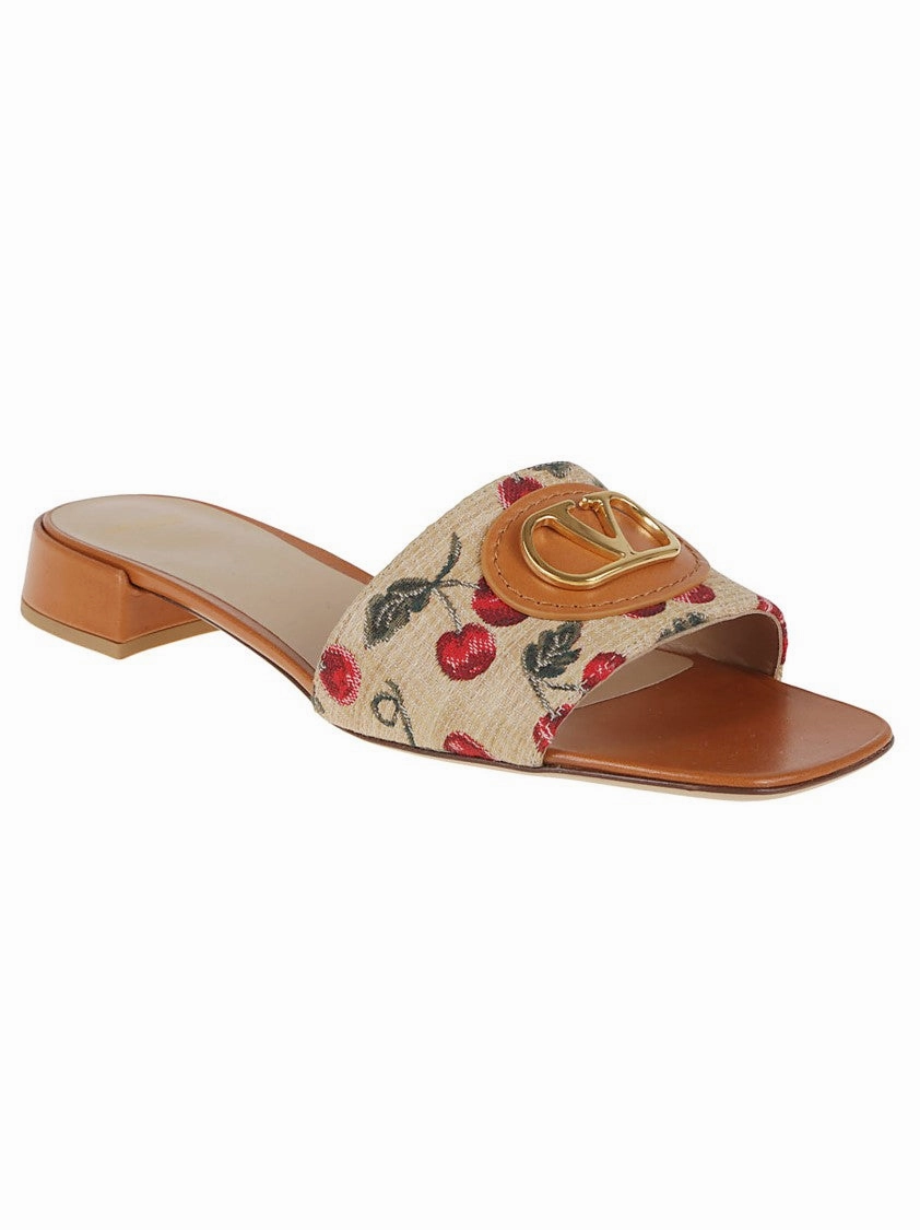 Cherryfic Motif Jacquard Slide Sandal
