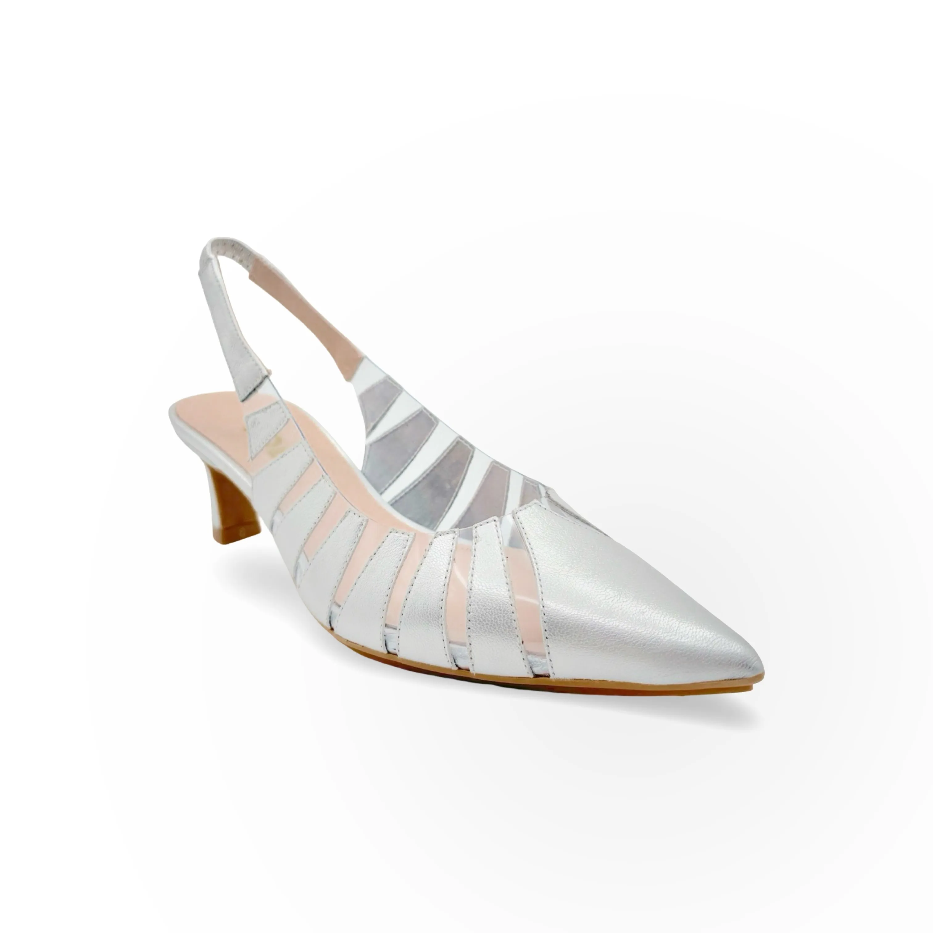 Chetire Silver & Lucite Slingback Pump