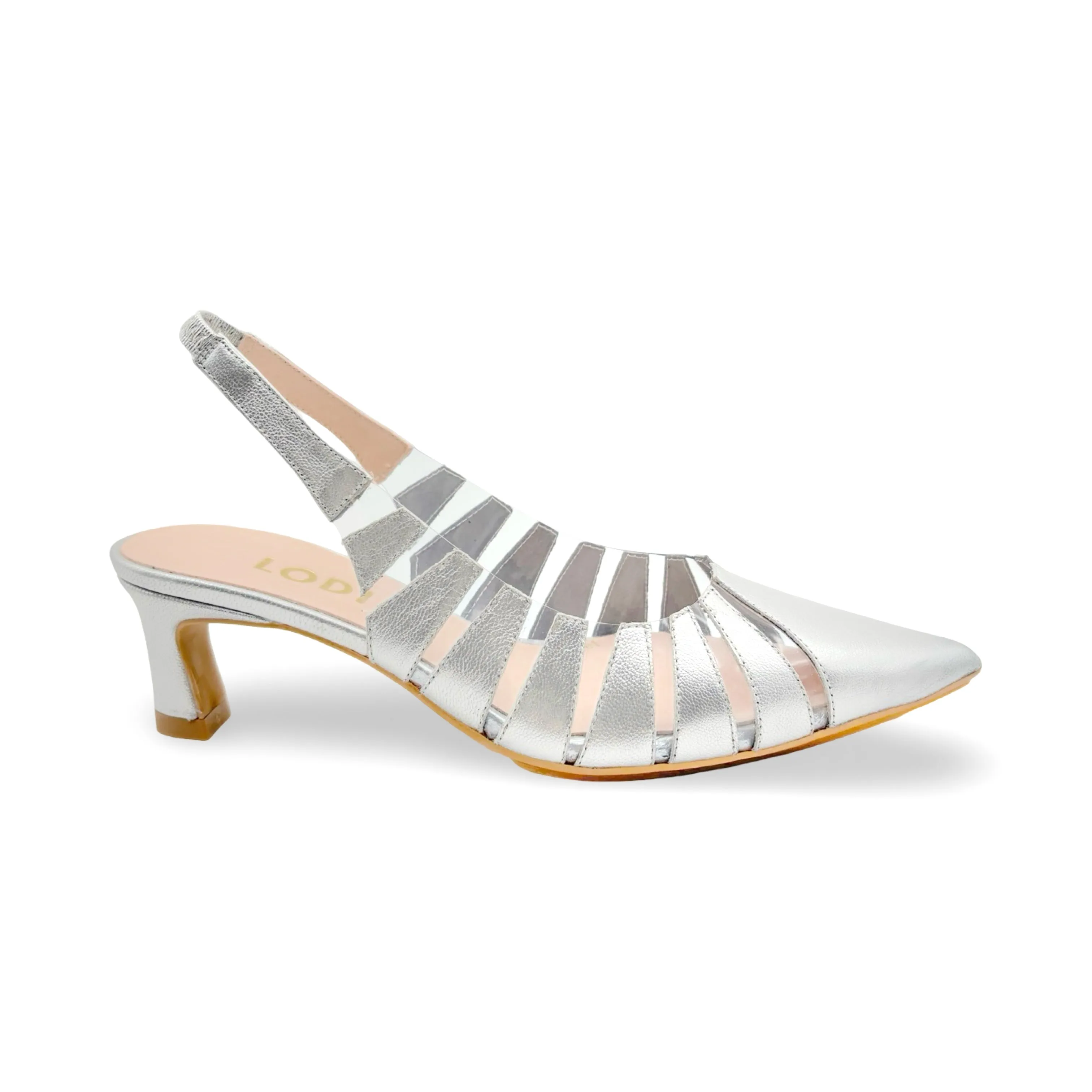 Chetire Silver & Lucite Slingback Pump