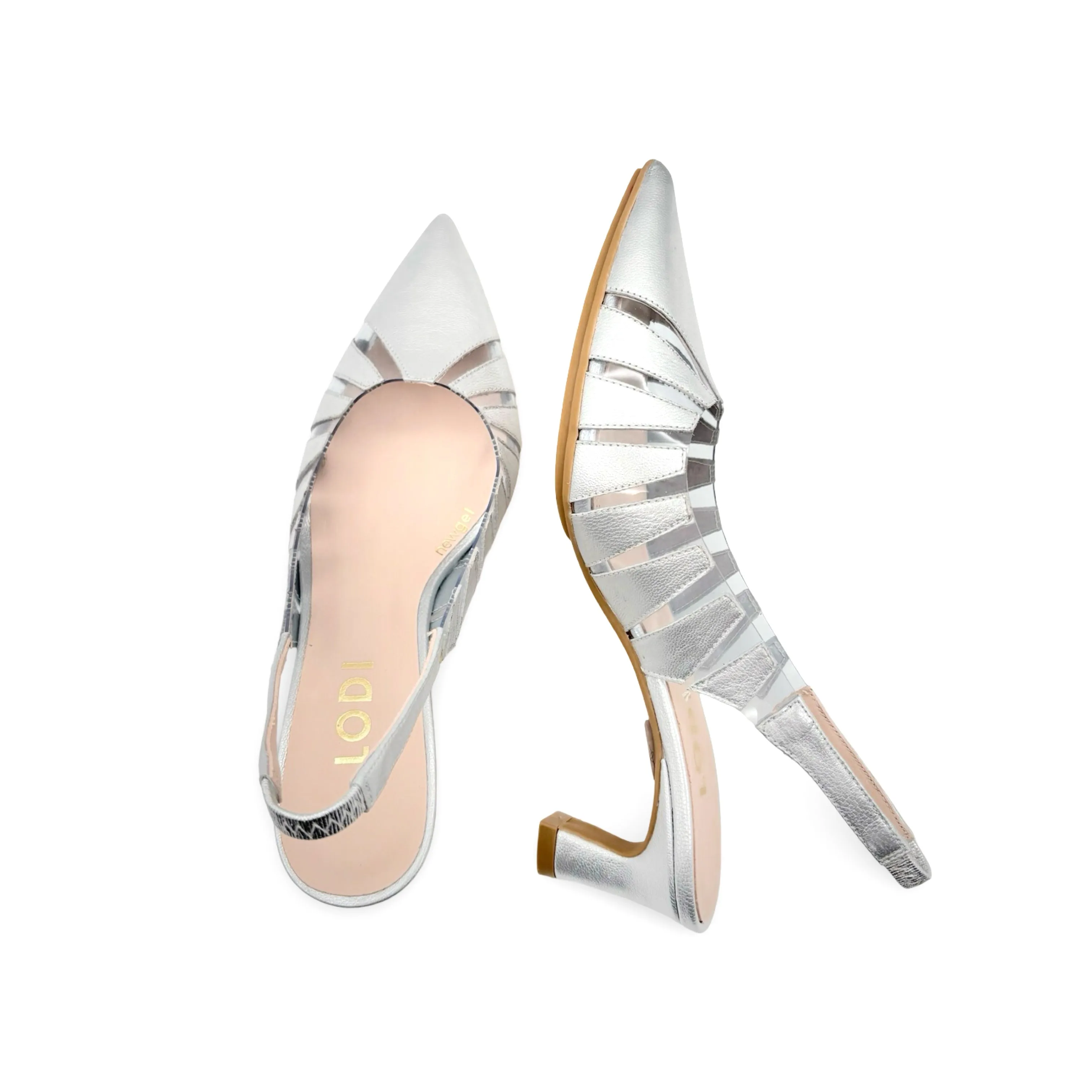 Chetire Silver & Lucite Slingback Pump