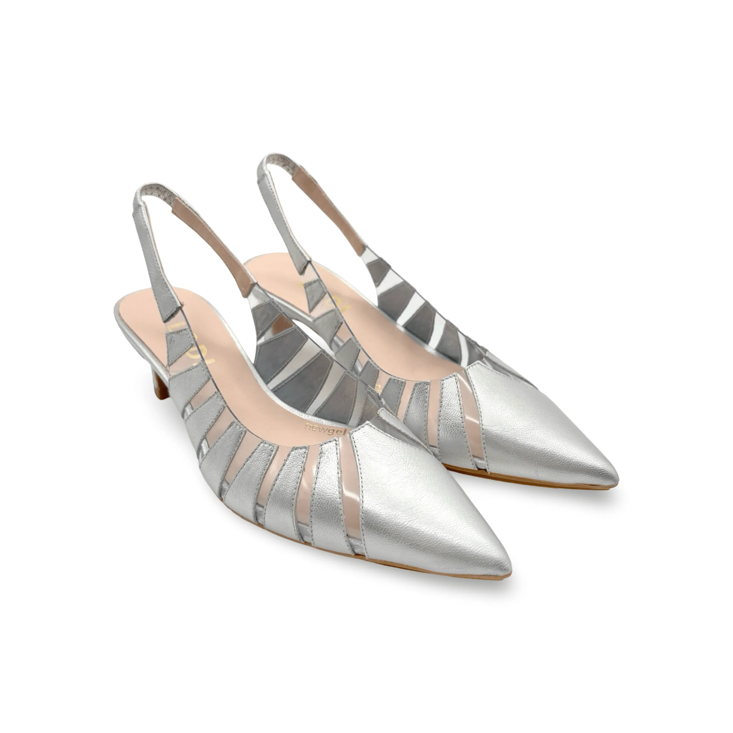 Chetire Silver & Lucite Slingback Pump