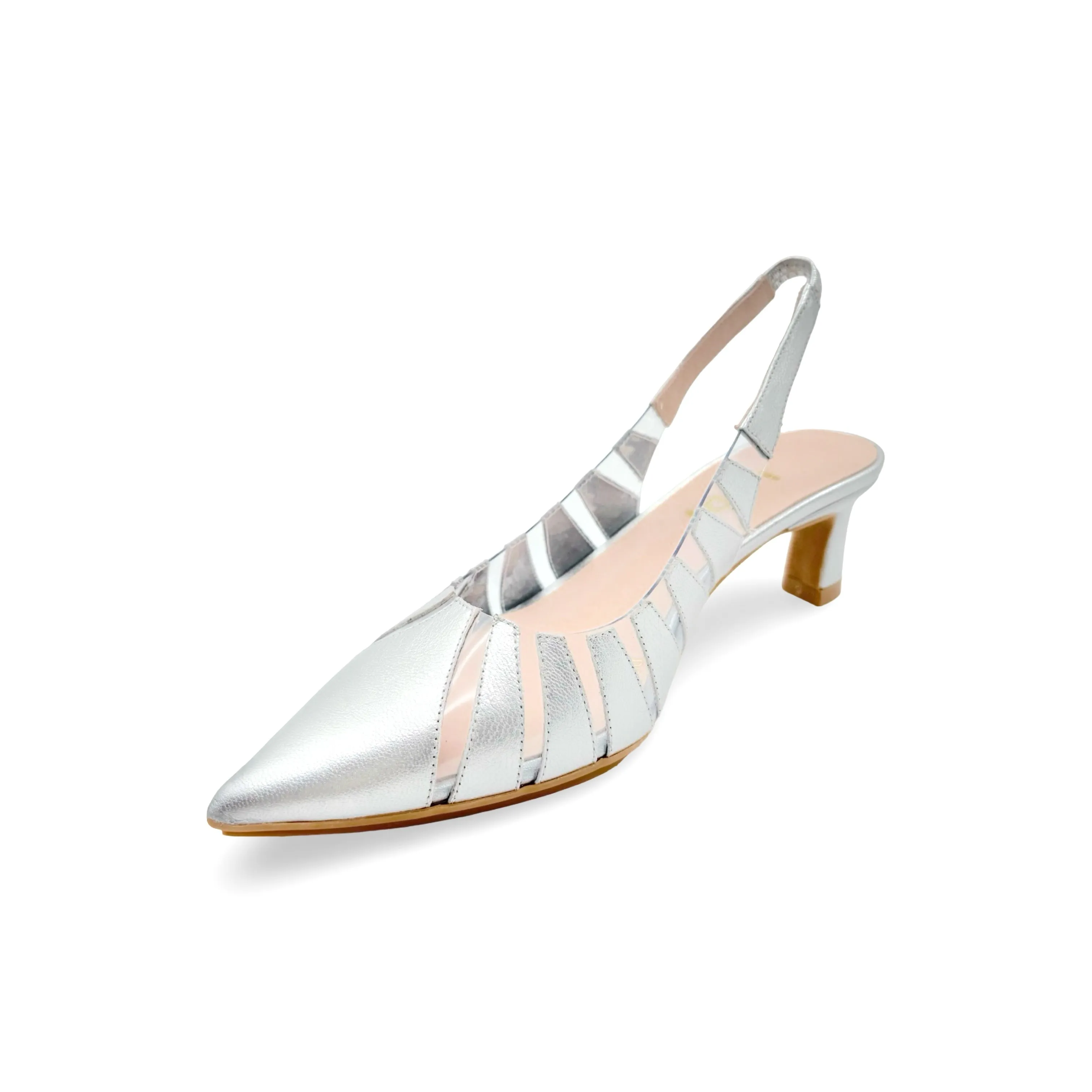 Chetire Silver & Lucite Slingback Pump