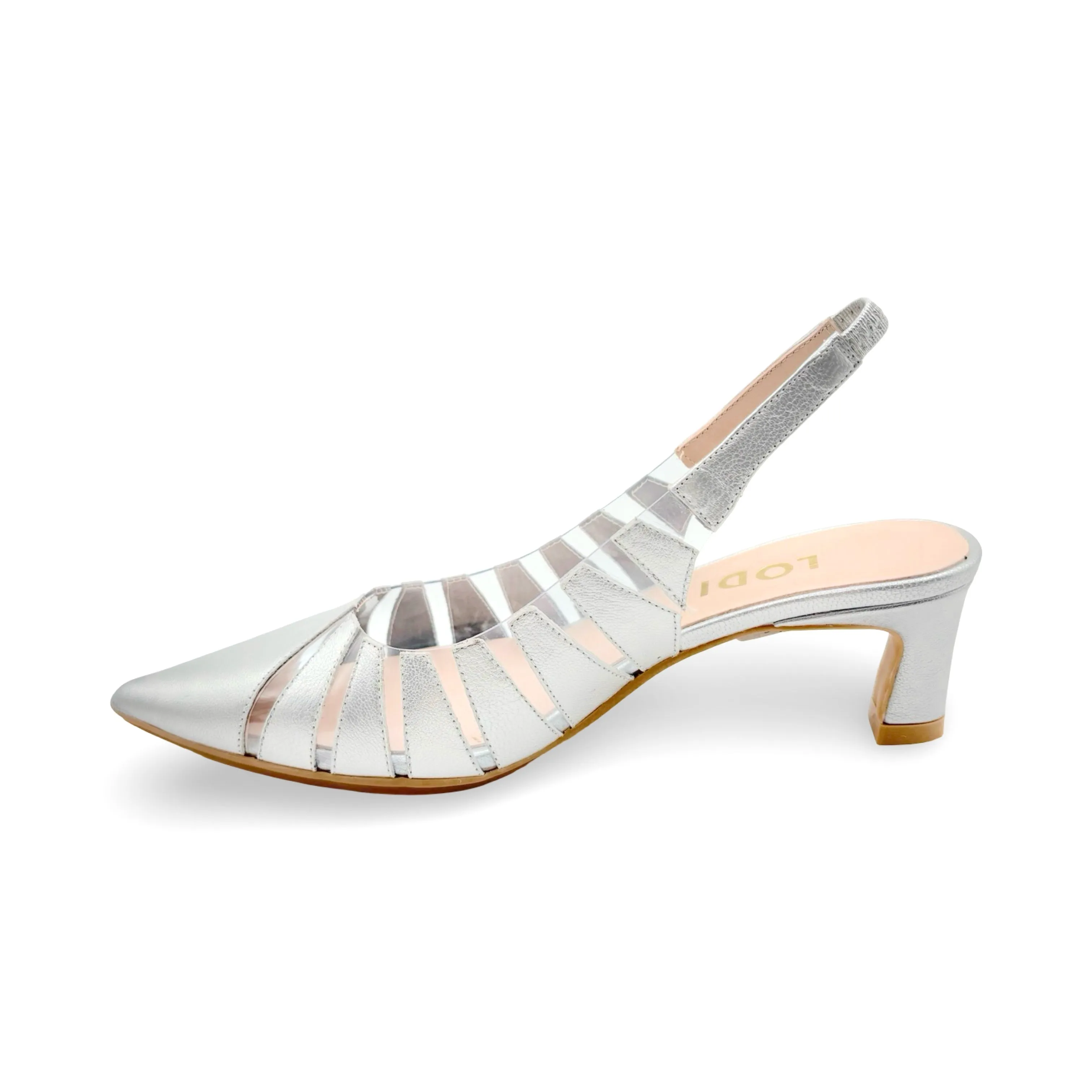 Chetire Silver & Lucite Slingback Pump