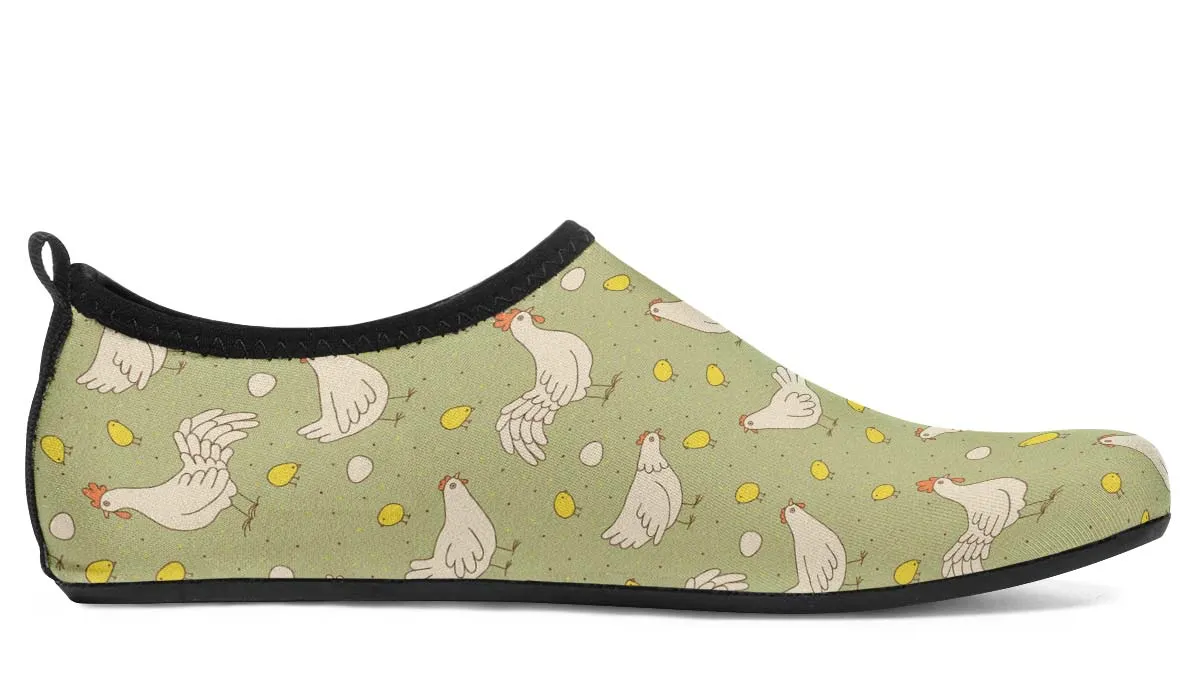 Chicken Family Aqua Barefoot Shoes
