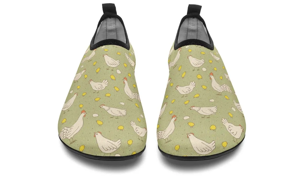 Chicken Family Aqua Barefoot Shoes