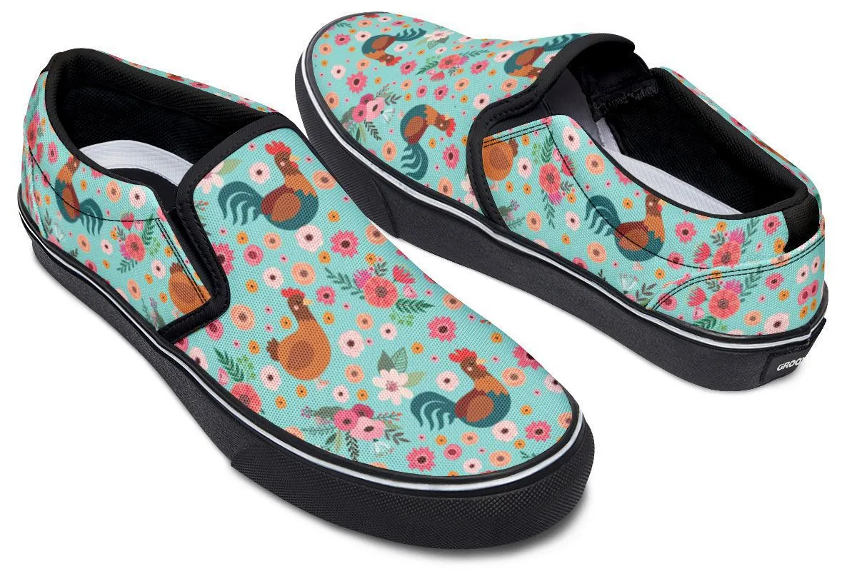 Chicken Flower Slip-On Shoes
