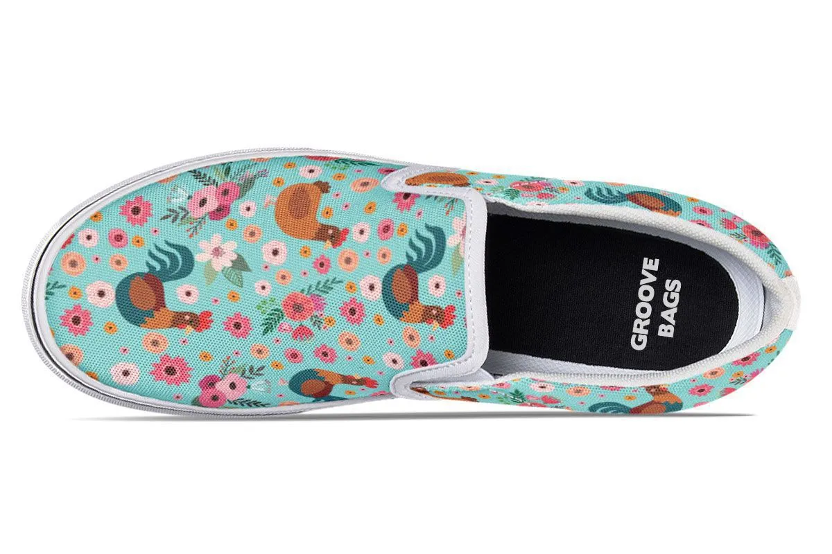 Chicken Flower Slip-On Shoes