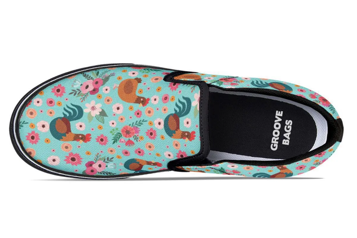 Chicken Flower Slip-On Shoes