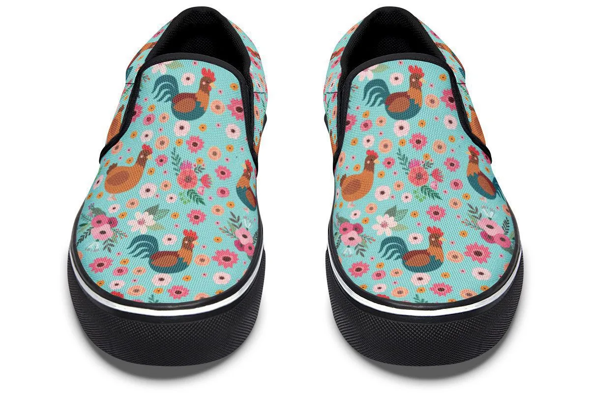 Chicken Flower Slip-On Shoes