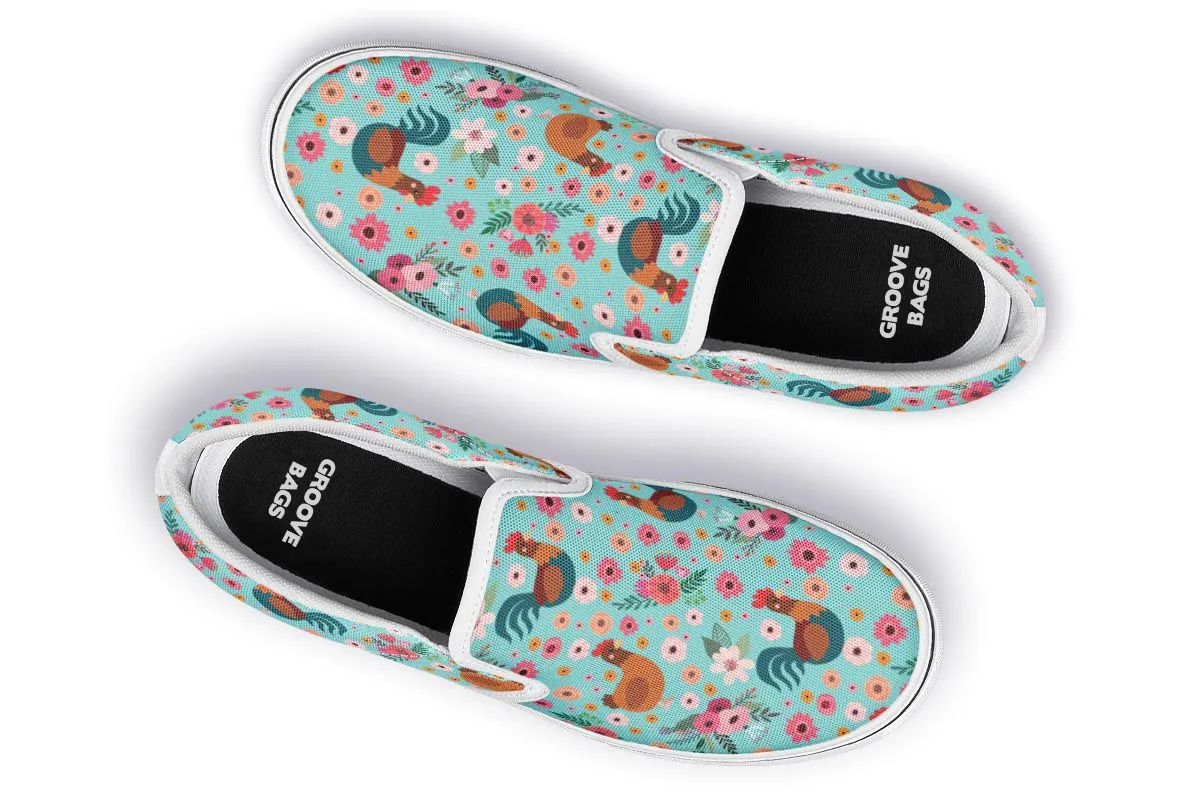 Chicken Flower Slip-On Shoes