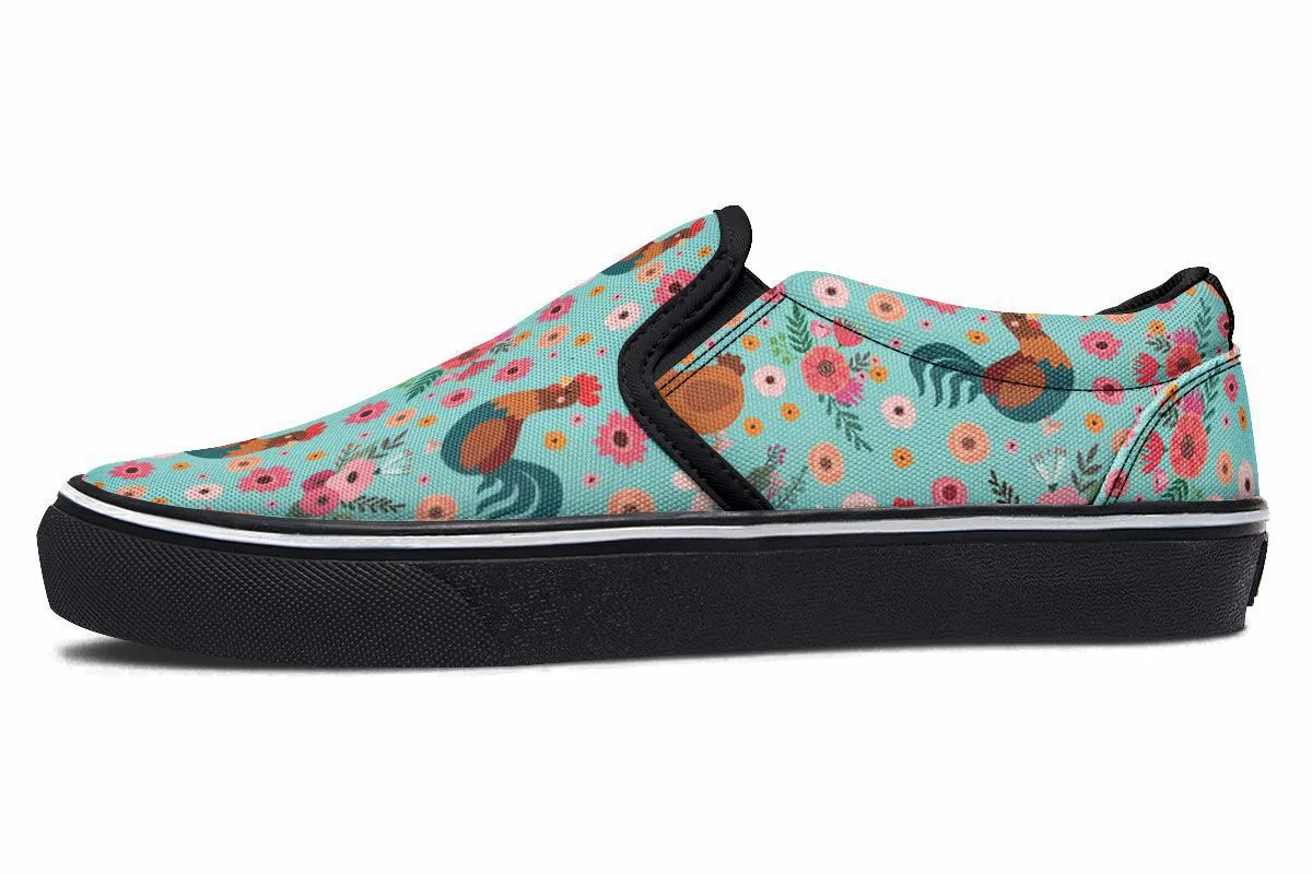 Chicken Flower Slip-On Shoes